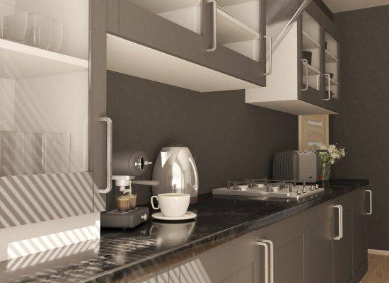 3D render of a contemporary kitchen interior